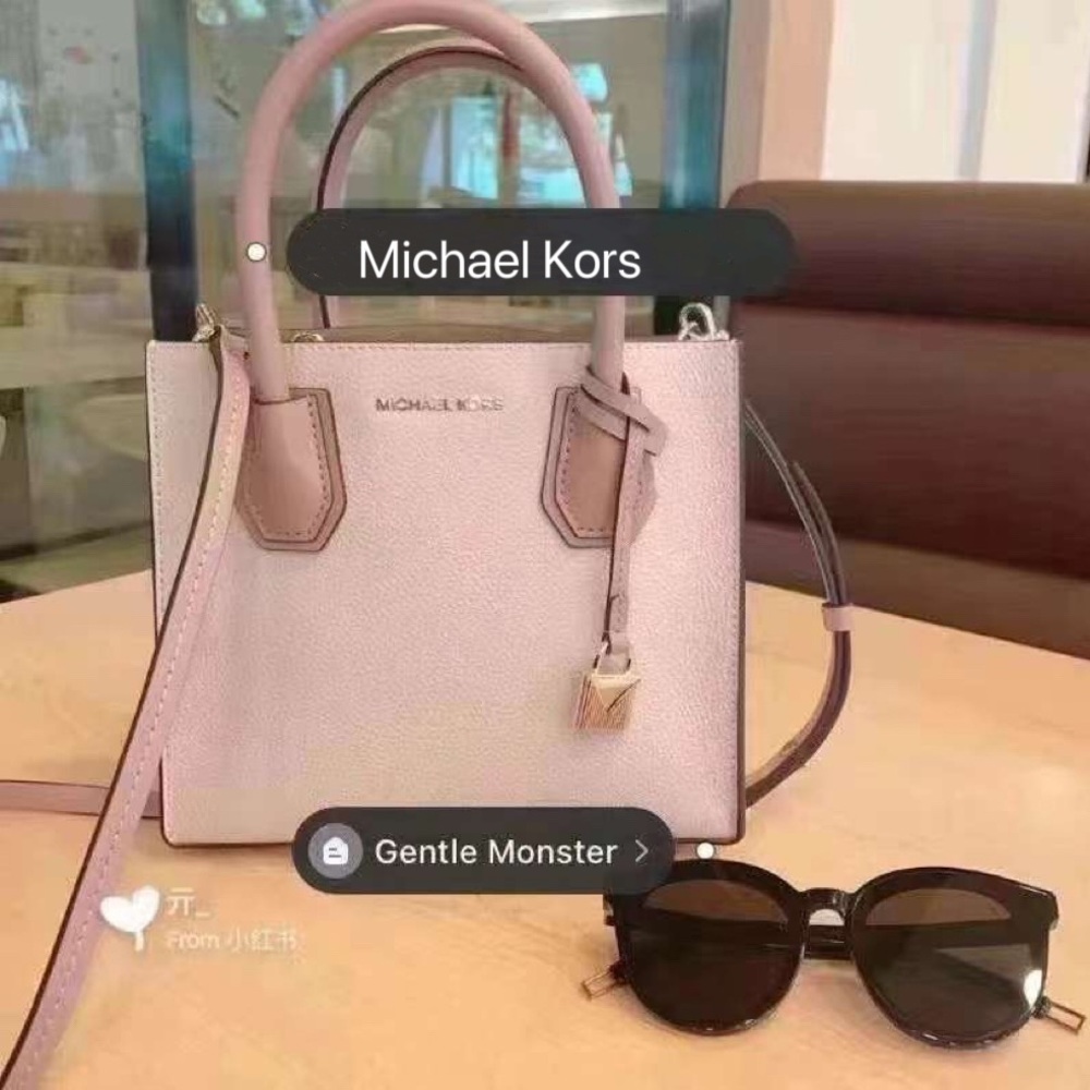 NEW Michael Kors Mercer Color-Block Leather Crossbody SPNK/ECR/FWN